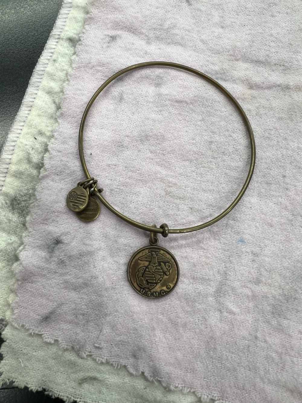 Alex and Ani Antique Brass USMC Medallion Bangle